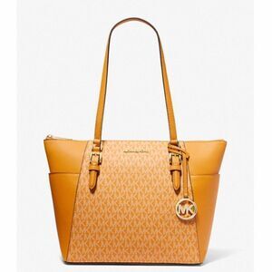 MICHAEL Michael Kors Charlotte Logo and Leather Top Zip Large Tote Bag